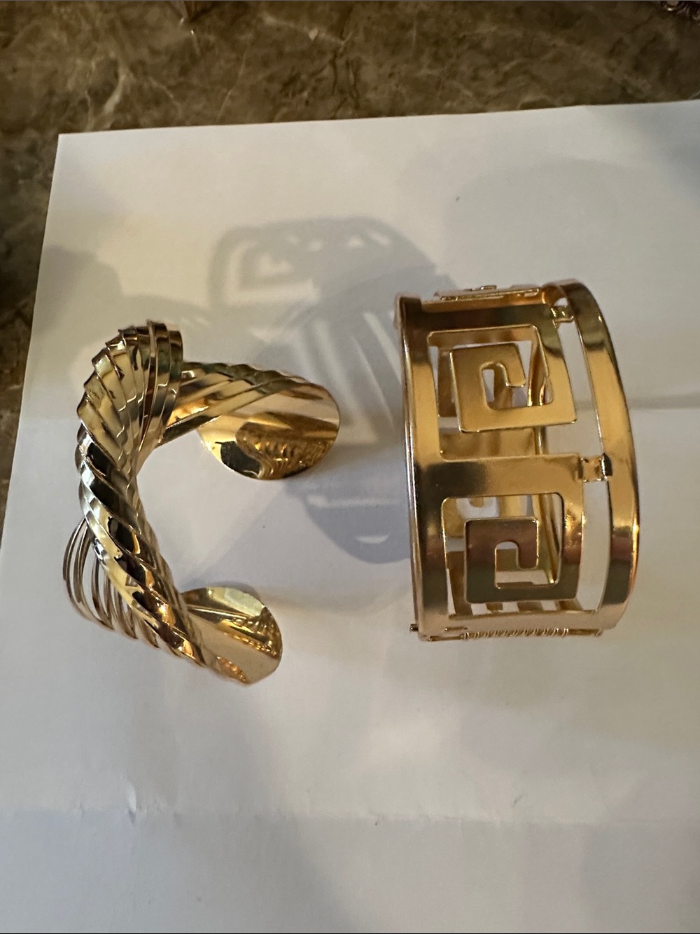 Gold Tone Open Cuff Bracelets - Pair